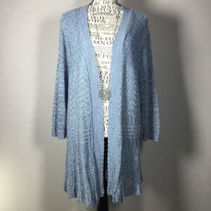 Light blue ling duster cardigan lagenlook layering size 1X cottagecore feminine